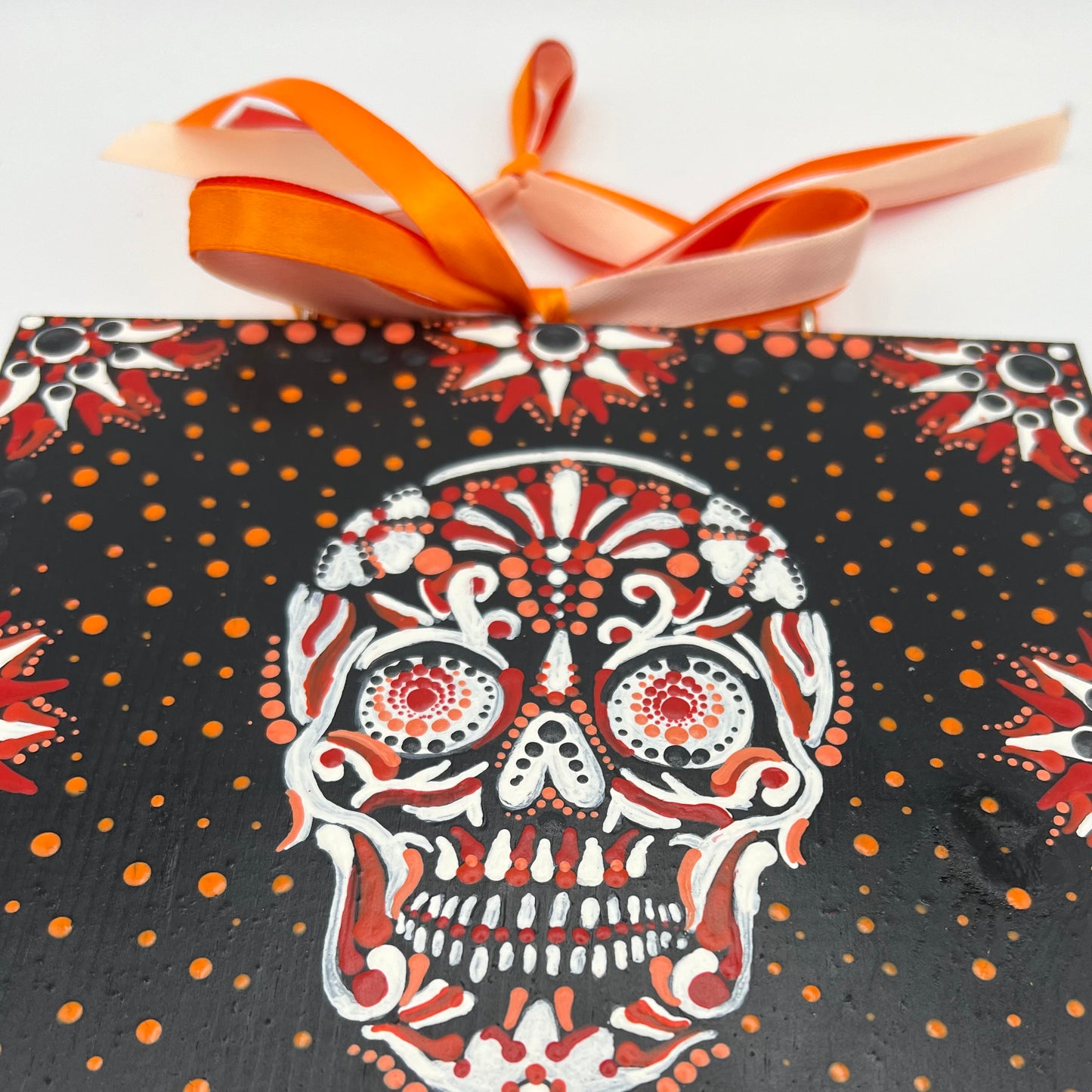 Sugar Skull Halloween Wall Hanging on Solid Pine Wood