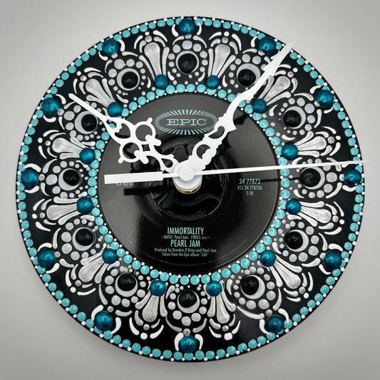 Pearl Jam "Immortality" Vintage 45 Record Clock, Teal