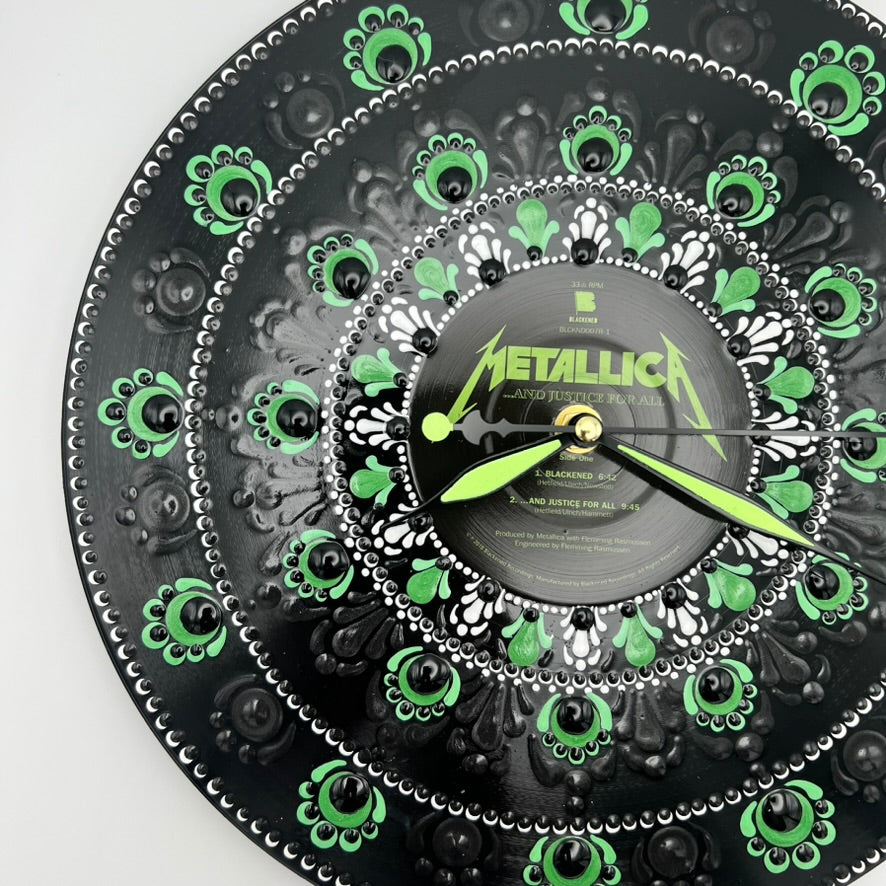 Metallica "And Justice for All" Clock, RE, Upcycled Vinyl Clock, Glow in the Dark Hands