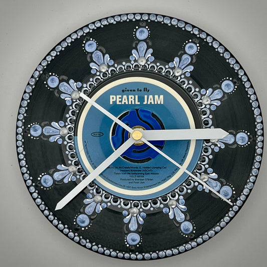 Pearl Jam "Given to Fly" Blue Vintage 45 Record Clock