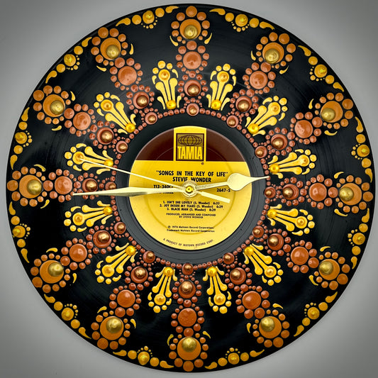 Stevie Wonder's "Songs in the Key of Life" Orange Vintage Vinyl Record Clock: Original 1976 Pressing