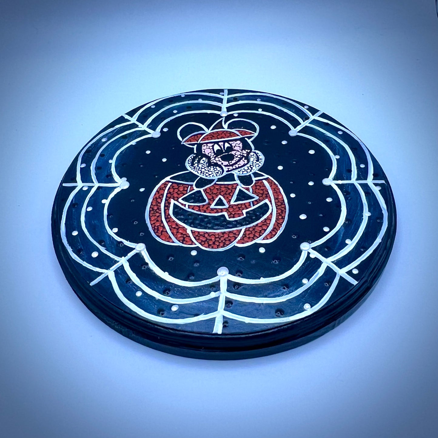 Halloween Pumpkin Mouse on Solid Pine Plaque