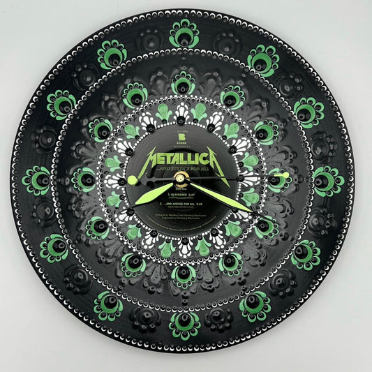 Metallica "And Justice for All" Clock, RE, Upcycled Vinyl Clock, Glow in the Dark Hands