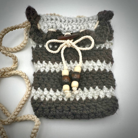 Chocolate & Wood Crocheted Crossbody Purse