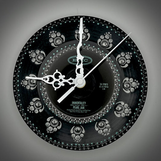 Pearl Jam "Immortality" Vintage 45 Record Clock, Silver