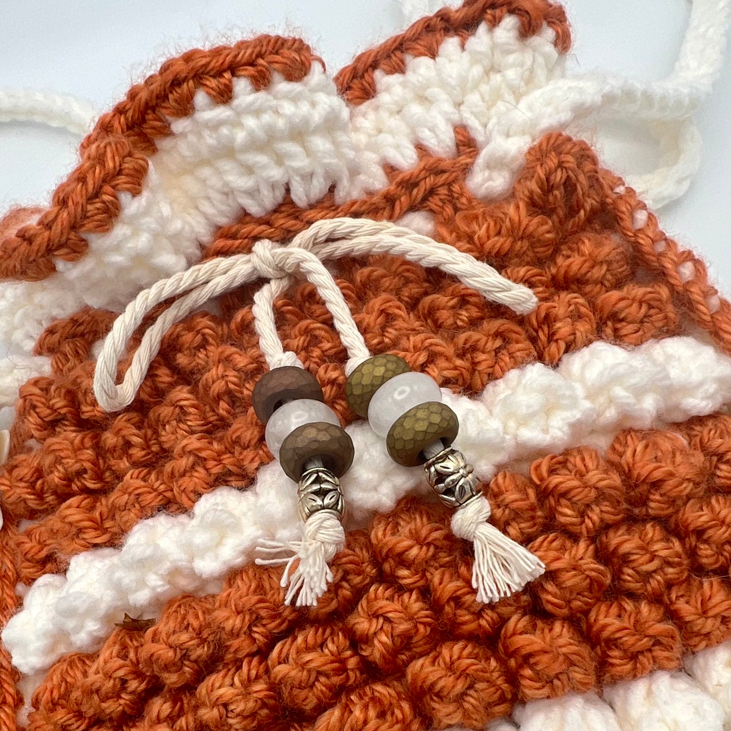 Burnt Orange Popcorn Stitched Crocheted Hand Purse