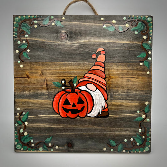 Halloween Gnome Wall Hanging on Barn Wood