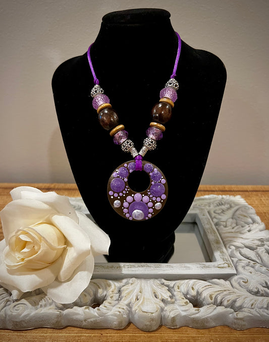 Custom Mandala Necklace: Deep Purple with Filigree accents