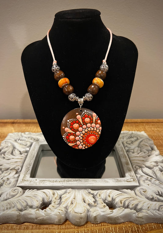 Custom Mandala Necklace: Orange Sunset with Filigree Accents