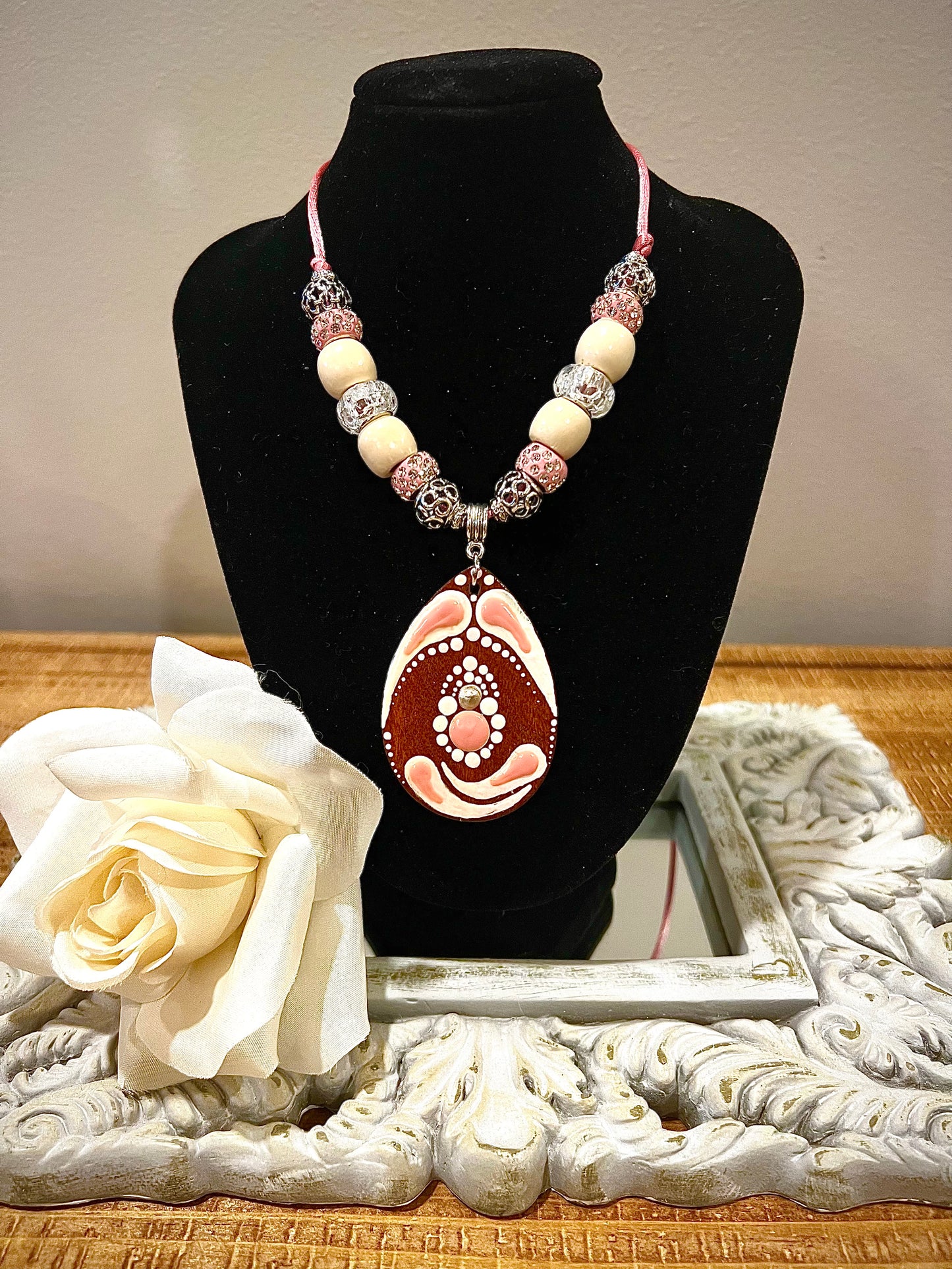 Custom Mandala Necklace: Pretty in Pink with Filigree Beads