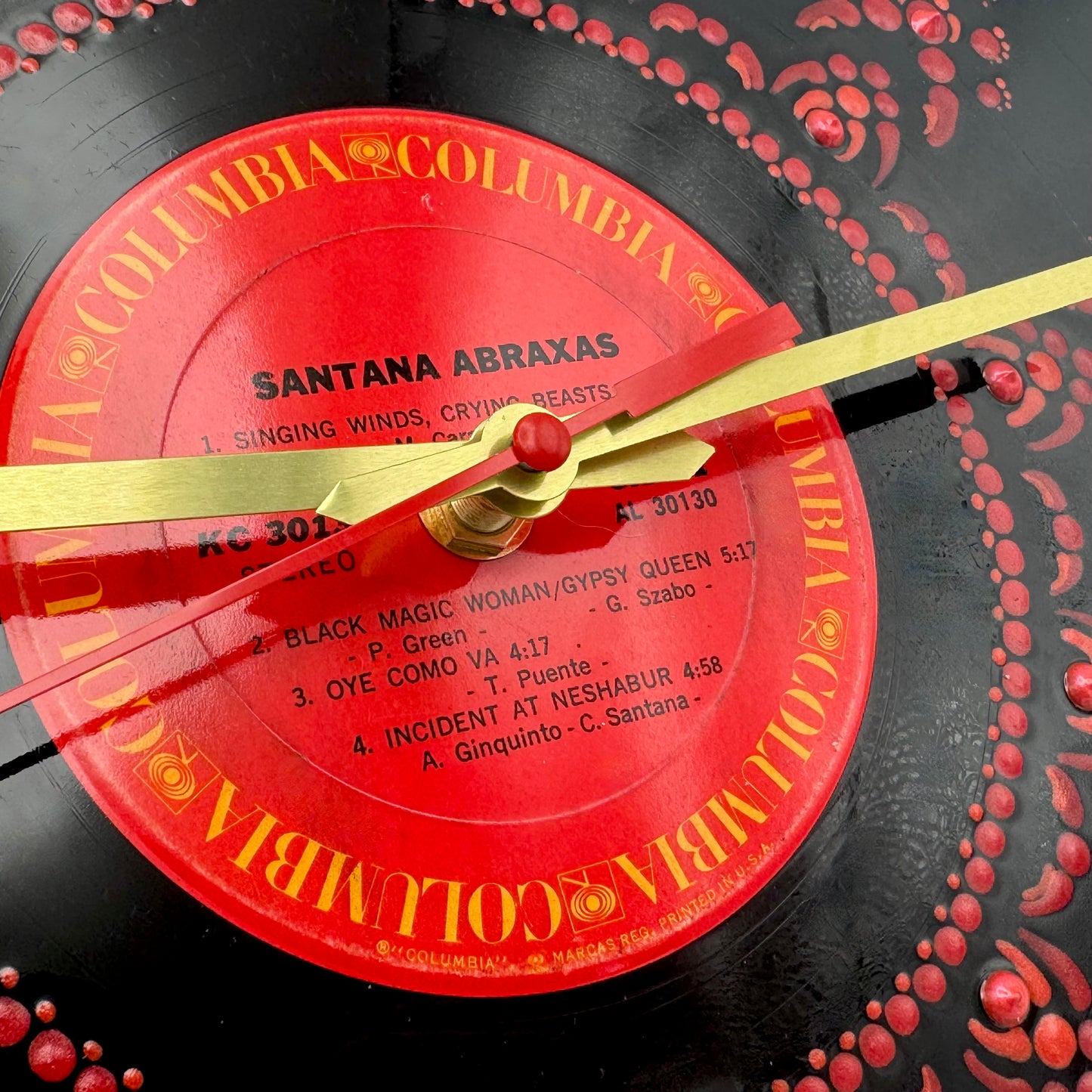 Santana's "Abraxas" Vintage Vinyl Album Record Clock: Original 1970 Pressing