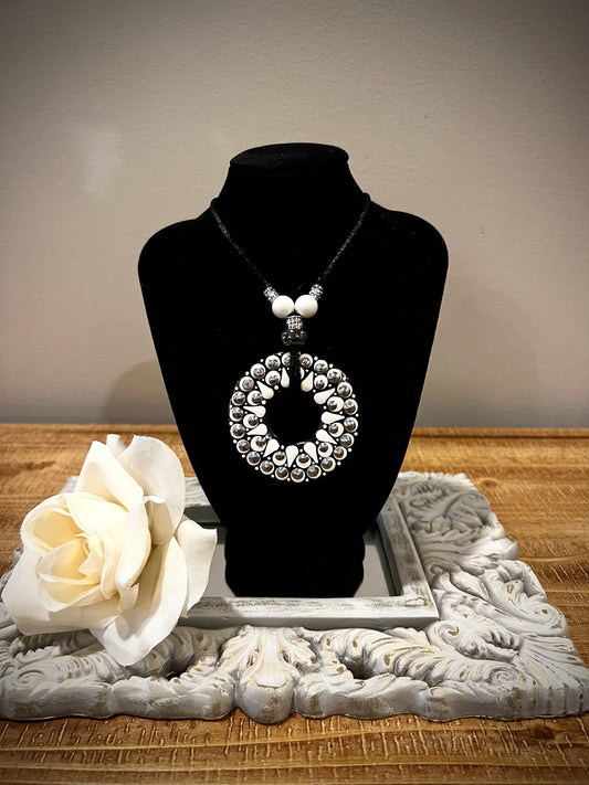 Custom Mandala Necklace: Monochrome