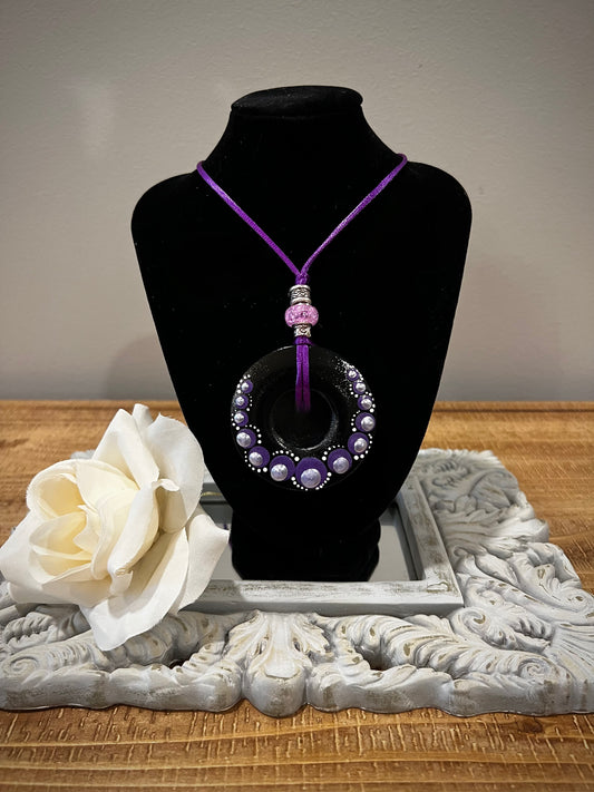 Custom Mandala Necklace: Pops of Pearlized Purple