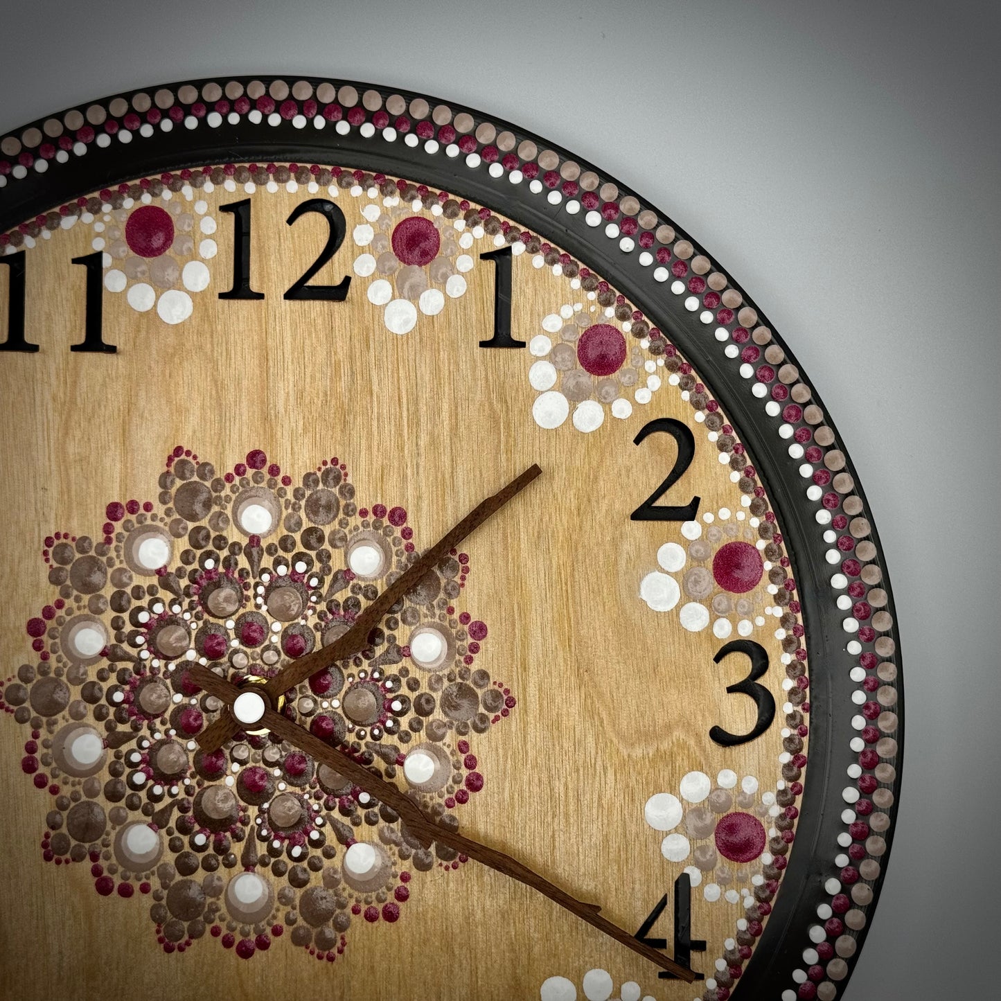 Album Record Vinyl Clocks; Red and Natural with Wooden Inlay Numbers