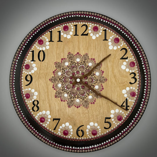 Album Record Vinyl Clocks; Red and Natural with Wooden Inlay Numbers