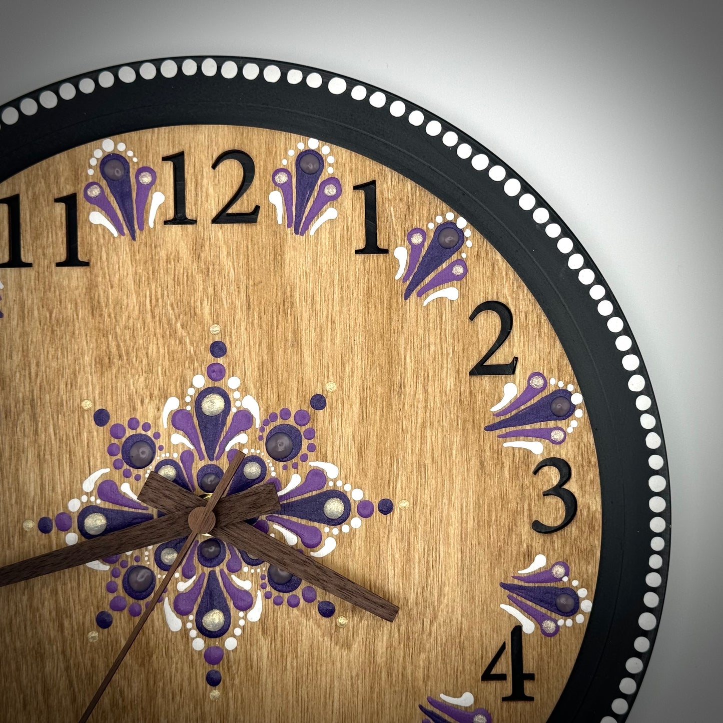 Album Record Vinyl Clocks; Purple and Natural with Wooden Inlay