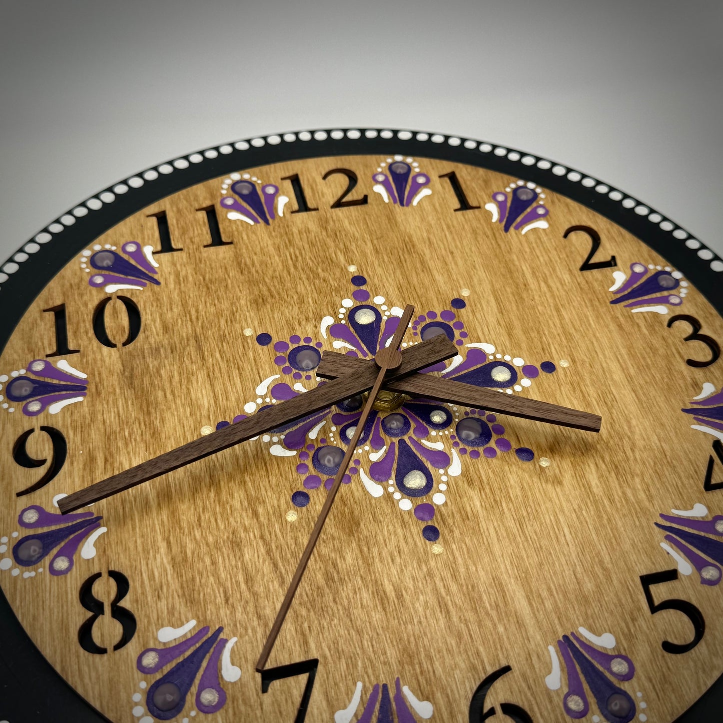 Album Record Vinyl Clocks; Purple and Natural with Wooden Inlay