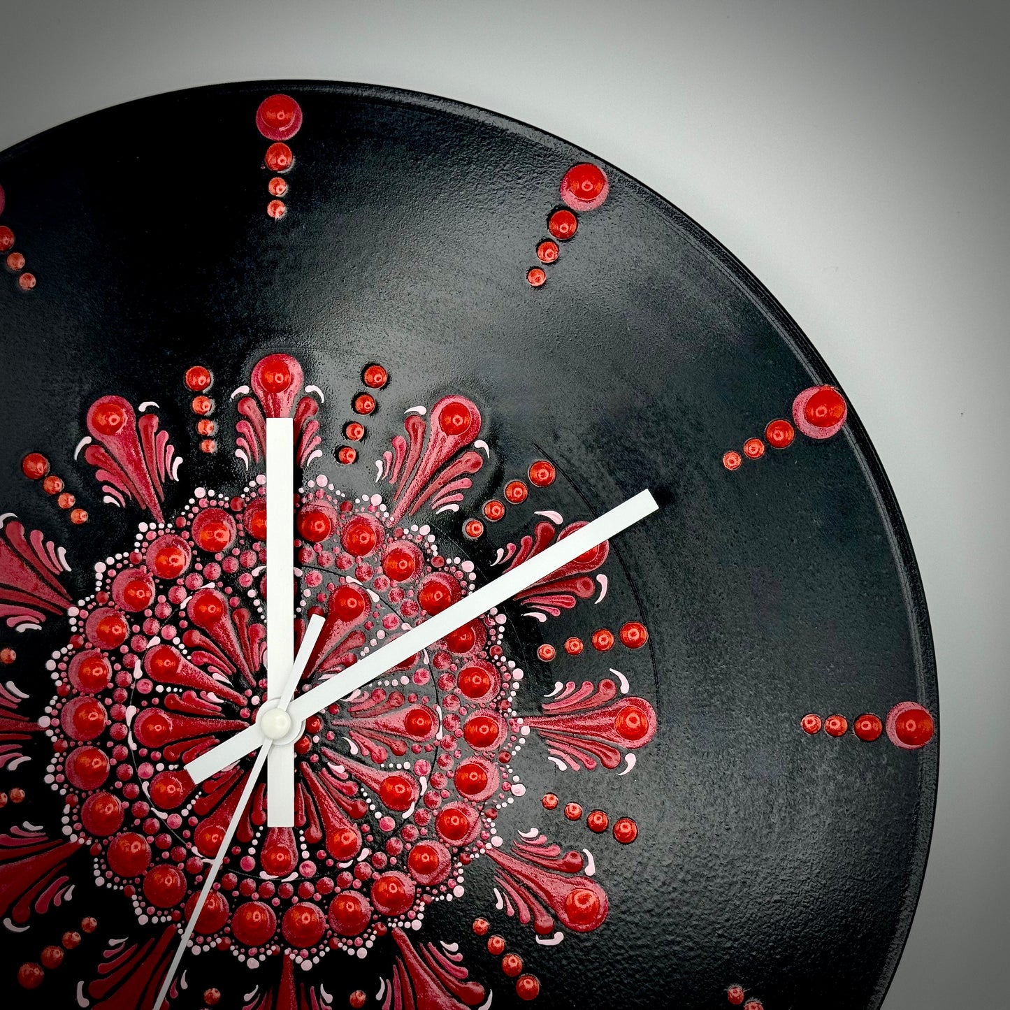 Album Record Vinyl Clocks; Bright Red Mandala