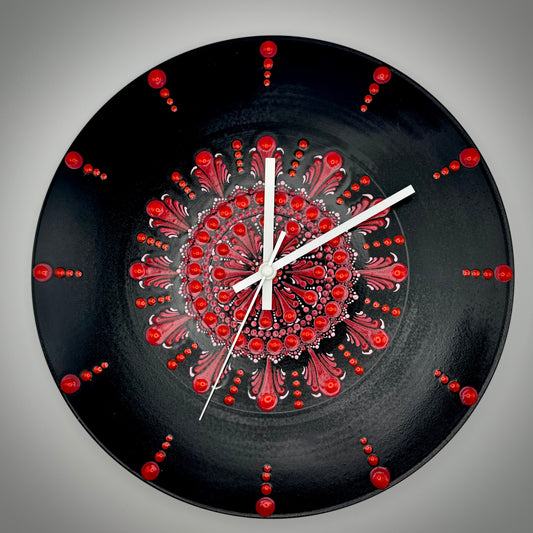 Album Record Vinyl Clocks; Bright Red Mandala