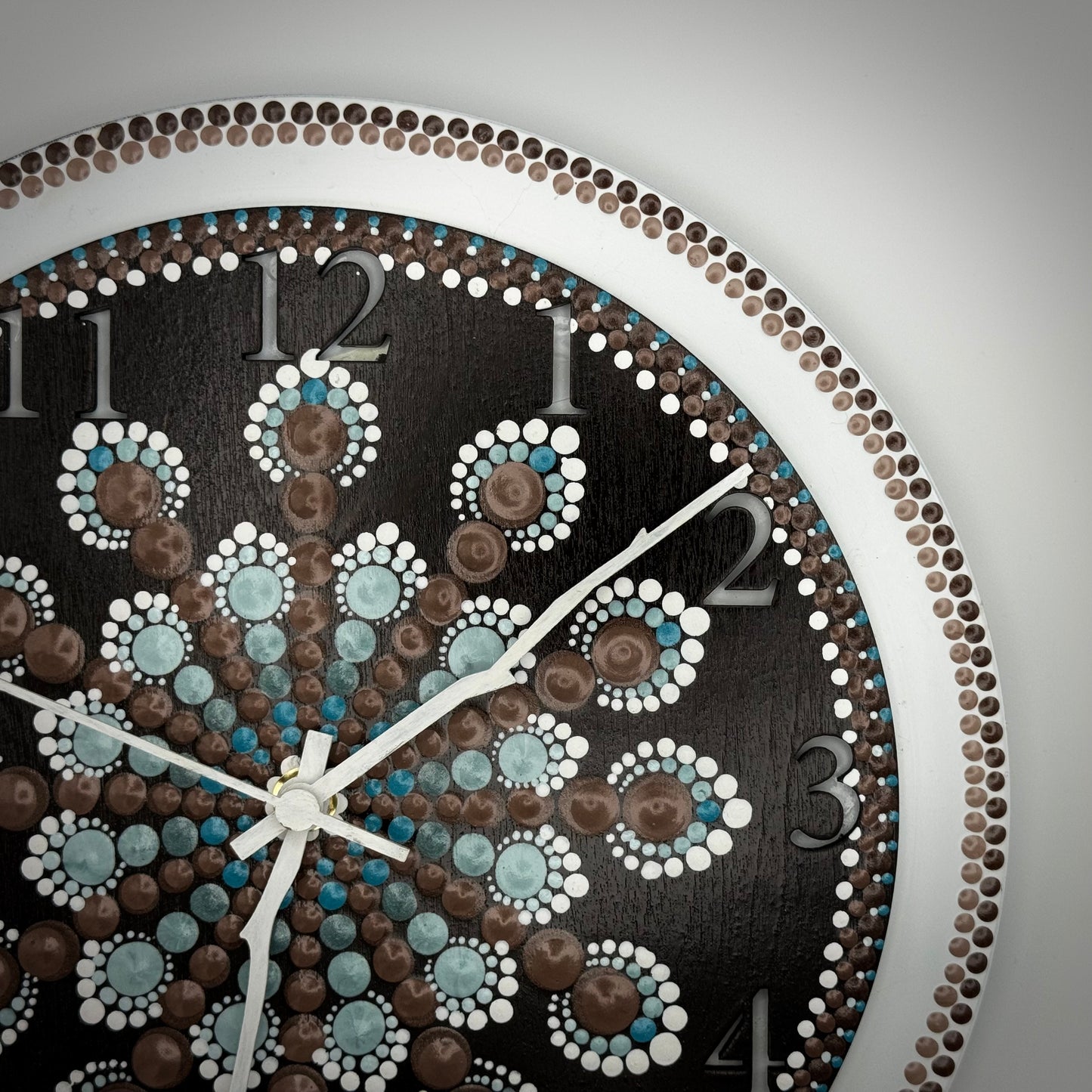 Album Record Vinyl Clocks; Brown and Sage Mandala with Wooden Inlay