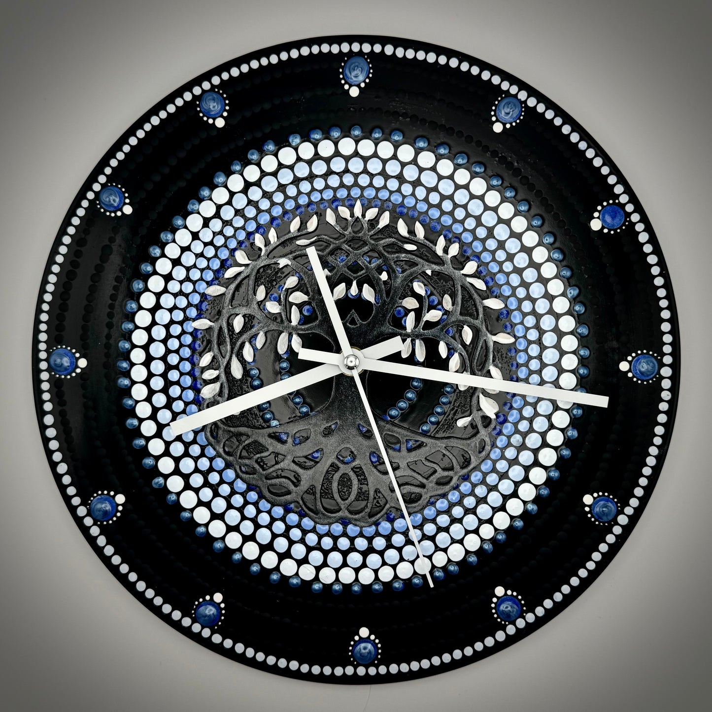 Album Record Vinyl Clocks; Tree of Life, Black and Blue with Wood Inlay