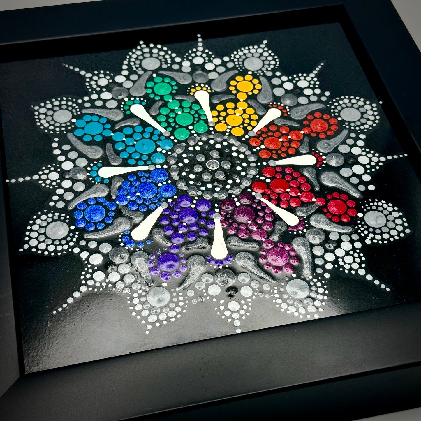 Rainbow Framed Mandala Dot Painting