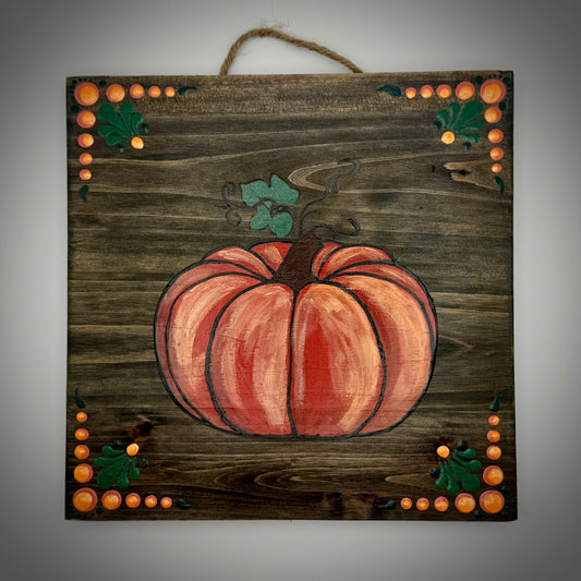 Pumpkin Wall Hanging on Barn Wood