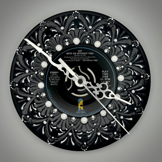 U2 "With or Without You" Vintage 45 Record Clock