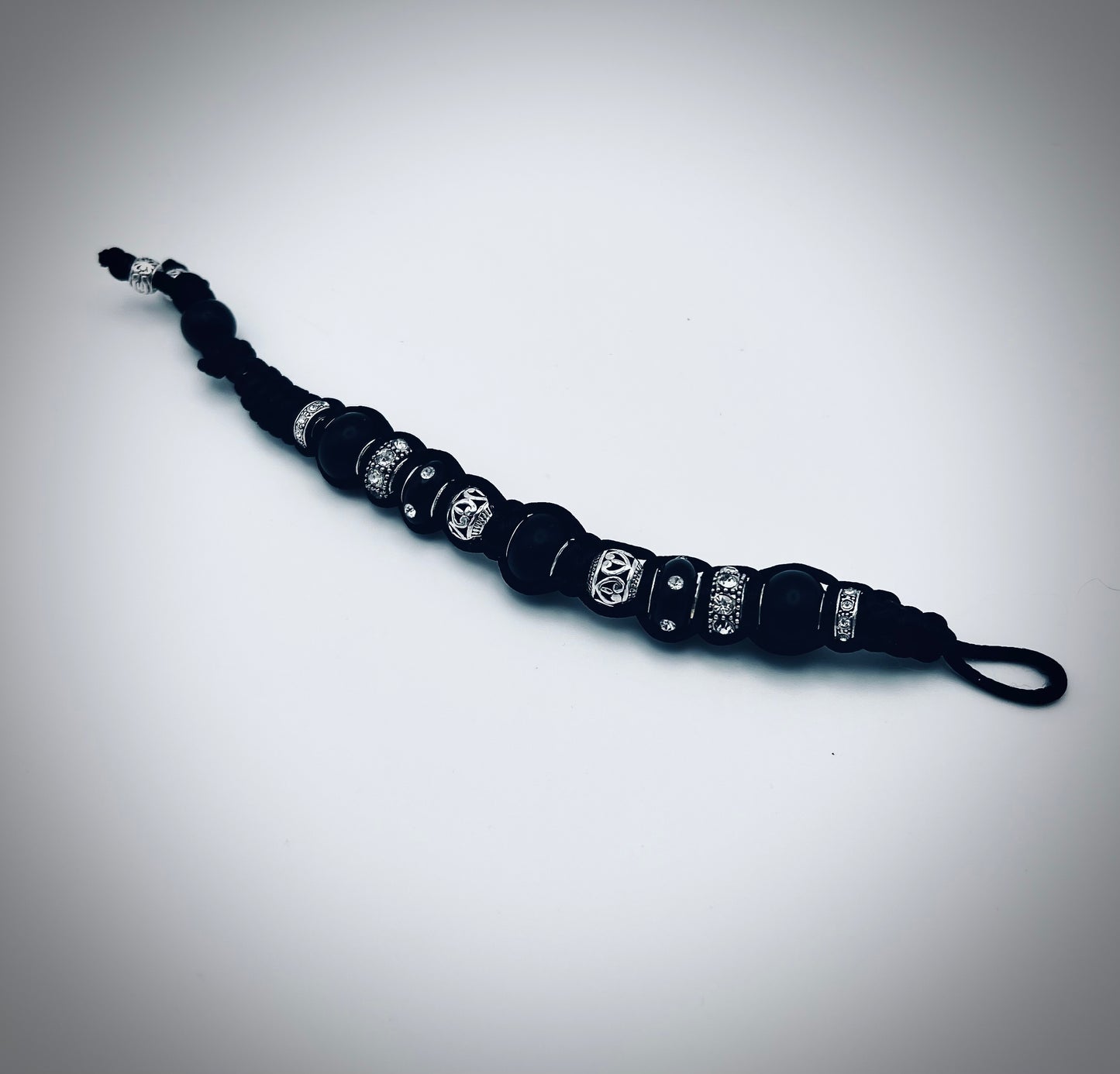 Black and Silver Silk Macrame Bracelet