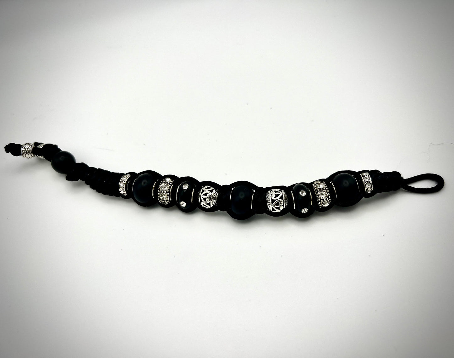 Black and Silver Silk Macrame Bracelet